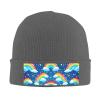 Knit Slouchy Beanie Hats for Men Women Rainbow Clouds Raindrop Warm Cozy Knitted Cuffed Cap Winter Thick Ski Cap view 1