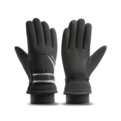 WEAREZ Winter Men's Gloves Riding Thickened Warm Winter Ski Gloves Touchable Black, 1 Pair, Universal size