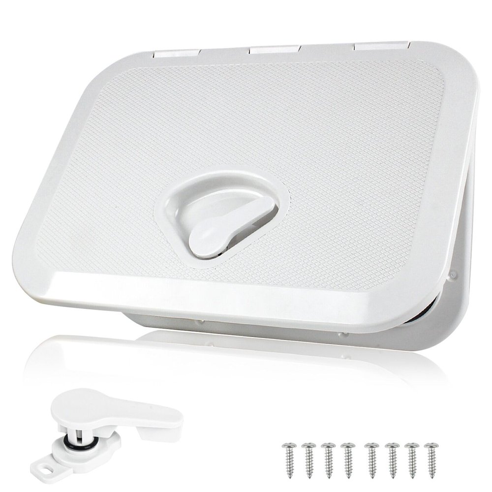 BALAVA Boat Hatch Boat Deck Access Hatch & lid 14-3/4"x10-5/8,Marine Inspection Hatch Access Hatch Rectangle,Inspection Hatch Cover Deck Hatch Deck Plate Hatch for Marine Caravan RV(White)