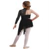 Shinsto Kids Girls Figure Skating Dress Asymmetrical Hem Lyrical Modern Contemporary Dance Costume Black 8 Years view 2
