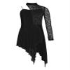 Shinsto Kids Girls Figure Skating Dress Asymmetrical Hem Lyrical Modern Contemporary Dance Costume Black 8 Years view 3