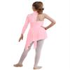 Shinsto Kids Girls Figure Skating Dress Asymmetrical Hem Lyrical Modern Contemporary Dance Costume Pink 16 Years view 2