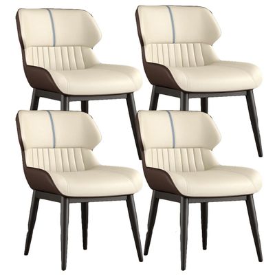 Chair Set of 4 Metal Legs PU Leather Seat Waterproof Non-Slip Leisure Chair Ergonomic Breakfast Chair for Living Room Bedroom Restaurant Office (Color : F)