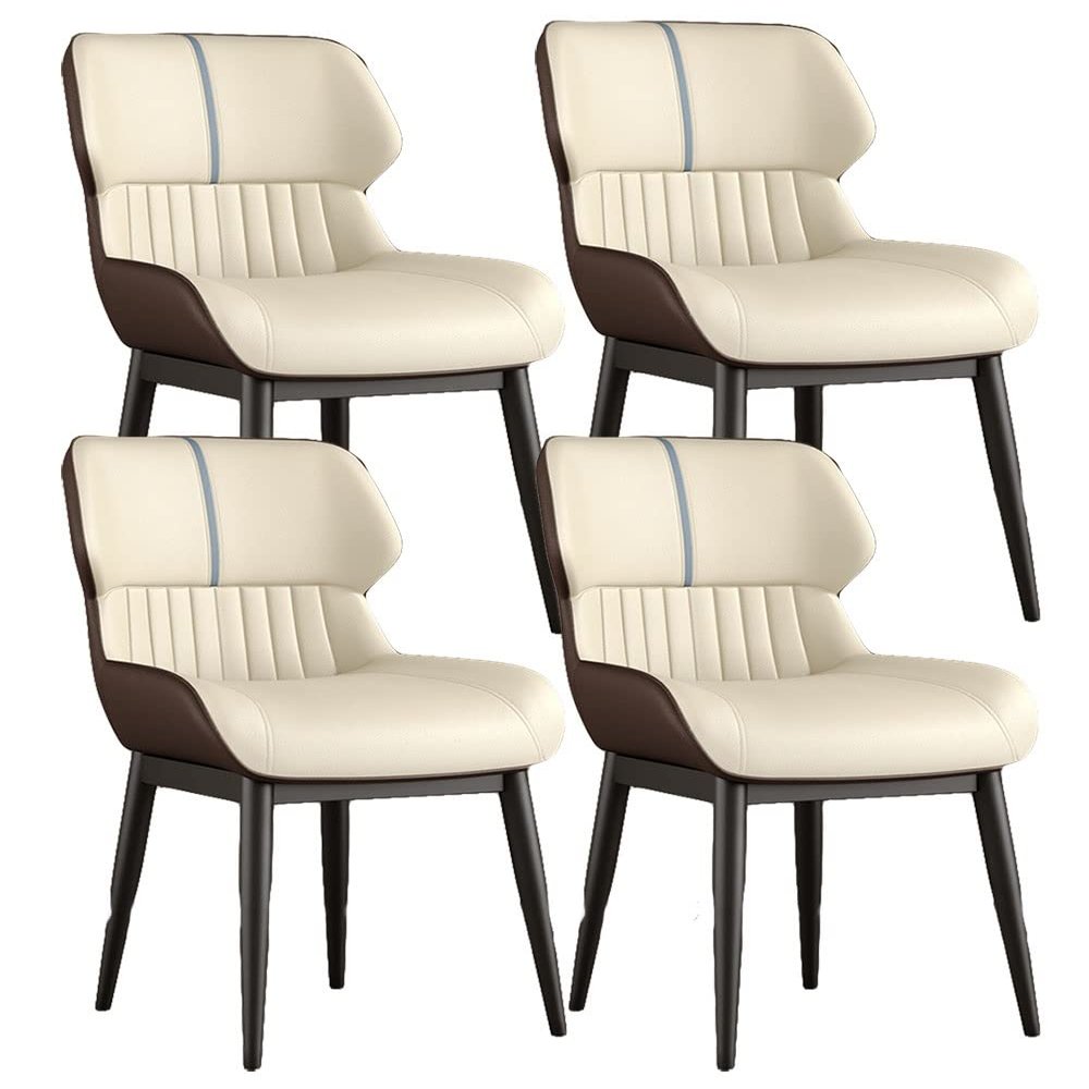 Chair Set of 4 Metal Legs PU Leather Seat Waterproof Non-Slip Leisure Chair Ergonomic Breakfast Chair for Living Room Bedroom Restaurant Office (Color : F)
