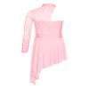 Shinsto Kids Girls Figure Skating Dress Asymmetrical Hem Lyrical Modern Contemporary Dance Costume Pink 14 Years view 4