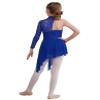 Shinsto Kids Girls Figure Skating Dress Asymmetrical Hem Lyrical Modern Contemporary Dance Costume Royal Blue 14 Years view 2