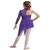 Shinsto Kids Girls Figure Skating Dress Asymmetrical Hem Lyrical Modern Contemporary Dance Costume Purple 10 Years view 2