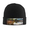 Knit Slouchy Beanie Hats for Men Women Scotland Castle Water Lake Warm Cozy Knitted Cuffed Cap Winter Thick Ski Cap Black view 1