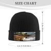 Knit Slouchy Beanie Hats for Men Women Scotland Castle Water Lake Warm Cozy Knitted Cuffed Cap Winter Thick Ski Cap Black view 2