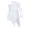 Shinsto Kids Girls Figure Skating Dress Asymmetrical Hem Lyrical Modern Contemporary Dance Costume White 10 Years view 3