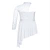 Shinsto Kids Girls Figure Skating Dress Asymmetrical Hem Lyrical Modern Contemporary Dance Costume White 10 Years view 4