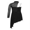 Shinsto Kids Girls Figure Skating Dress Asymmetrical Hem Lyrical Modern Contemporary Dance Costume Black 6 Years view 4