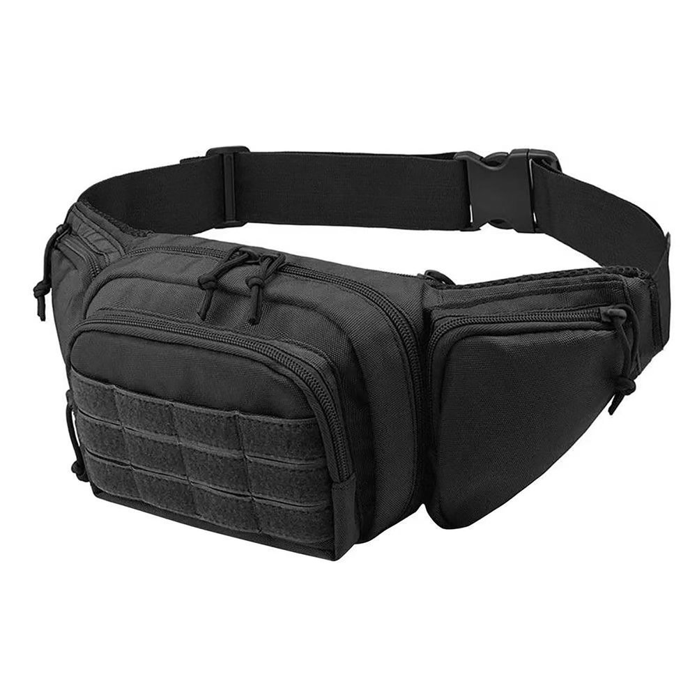 SPECIAL PIE Outdoor Tactical Fanny Pack Waist Bag with MOLLE Pouch for EDC & Military Activities (Black)