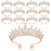 Loetere 12 Pcs Crystal Tiara and Princess Crown with Comb Crown Rhinestone Women Tiara Headpiece Queen Hair Accessories for Birthday Party Wedding Prom Halloween Cosplay Costume(Gold) view 1