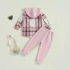 MERSARIPHY Toddler Baby Boy Outfits Baby Plaid Hoodies Flannel Jacket + Drawstring Pants Baby Fall Winter Clothes (Pink, 5-6 Years) view 3