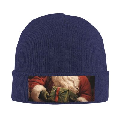 Knit Slouchy Beanie Hats for Men Women Santa Claus with Box Warm Cozy Knitted Cuffed Cap Winter Thick Ski Cap Navy Blue
