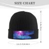 Knit Slouchy Beanie Hats for Men Women Purple Starry Sky Warm Cozy Knitted Cuffed Cap Winter Thick Ski Cap view 2