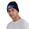 Knit Slouchy Beanie Hats for Men Women Purple Starry Sky Warm Cozy Knitted Cuffed Cap Winter Thick Ski Cap view 4
