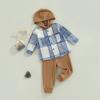 MERSARIPHY Toddler Baby Boy Outfits Baby Plaid Hoodies Flannel Jacket + Drawstring Pants Baby Fall Winter Clothes (Blue, 3-6 Months) view 3