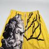 DIOTSR Mens Graphic Print Shorts Cool Mesh Basketball Shorts Casual Flat Front Shorts Summer Drawstring (Stone Statue - Yellow,Medium) view 2