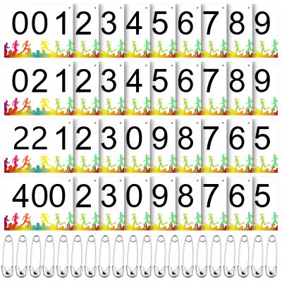 XunYee Running Bib Competitor Numbers with Safety Pins for Marathon Sports Competition Event Race Bibs Tear Proof Waterproof Paper Tag for Track and Field, 6 x 7.5 Inch(400 Pcs,1-400 Number)