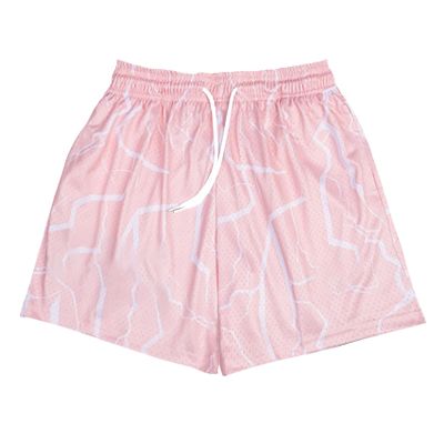 DIOTSR Mens Graphic Print Shorts Cool Mesh Basketball Shorts Casual Flat Front Shorts Summer Drawstring (Twig - Pink,X-Small)