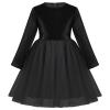 Black Christmas Dress for Toddler Girls, Girls Black Velvet Dress, Kids Long Sleeve O-Neck Princess Tulle Tutu Dresses for Wedding Flower Girl Birthday Party Pageant Evening Ball Black 2-3 Years view 1