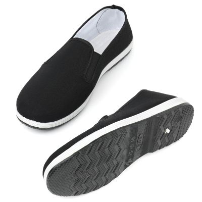 Old Beijing Kung Fu Tai Chi Shoes - Traditional Canvas Martial Arts, Black Rubber Sole Size Men 9/Women 10