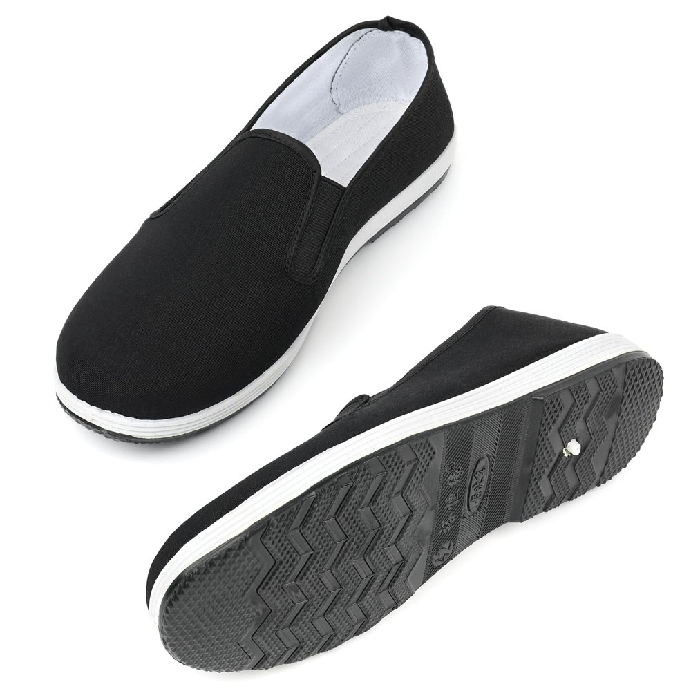 Old Beijing Kung Fu Tai Chi Shoes - Traditional Canvas Martial Arts, Black Rubber Sole Size Men 9/Women 10