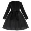 Black Christmas Dress for Toddler Girls, Girls Black Velvet Dress, Kids Long Sleeve O-Neck Princess Tulle Tutu Dresses for Wedding Flower Girl Birthday Party Pageant Evening Ball Black 12-18 Months view 2
