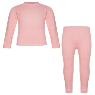 Fldy Kids Girls Boys Thermal Underwear Set Fleece Lined Base Long Johns Set Compression Undershirt Top & Tights Bottoms Pink 15-16