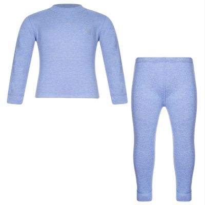 Fldy Kids Girls Boys Thermal Underwear Set Fleece Lined Base Long Johns Set Compression Undershirt Top & Tights Bottoms Blue 13-14