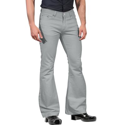 Mens Bell Bottom Lounge Pants Vintage 60s 70s 70s Disco Pants Comfort Flex Waisted Flat Front Business Work Suit Flares Pants Grey