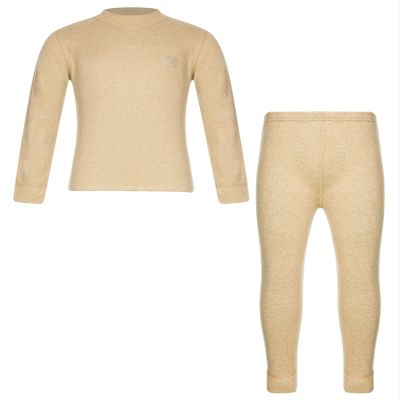 Fldy Kids Girls Boys Thermal Underwear Set Fleece Lined Base Long Johns Set Compression Undershirt Top & Tights Bottoms Yellow 13-14