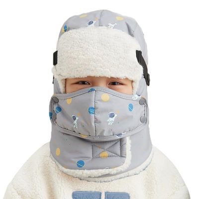 Boy Trapper Hat Baby Girls Ski Cap Windproof Mask Baby Boy Ski Mask Balaclava Cap Toddler Winter Hat with Earflaps Gray