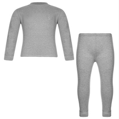 Fldy Kids Girls Boys Thermal Underwear Set Fleece Lined Base Long Johns Set Compression Undershirt Top & Tights Bottoms Gray 9-10