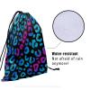 Giwawa Leopard Print Drawstring Grip Bag - Blue Black Leopard Gymnastics Pouch Bags Adjustable Animal Skin String Bag for Gym Sports Storage view 4