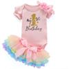 Acwssit My 1St Birthday Girl Outfit Tutu For Baby Girl Happy First Birthday Outfits Baby Clothes Pink Bodysuit Rainbow Skirt 12 Months view 1