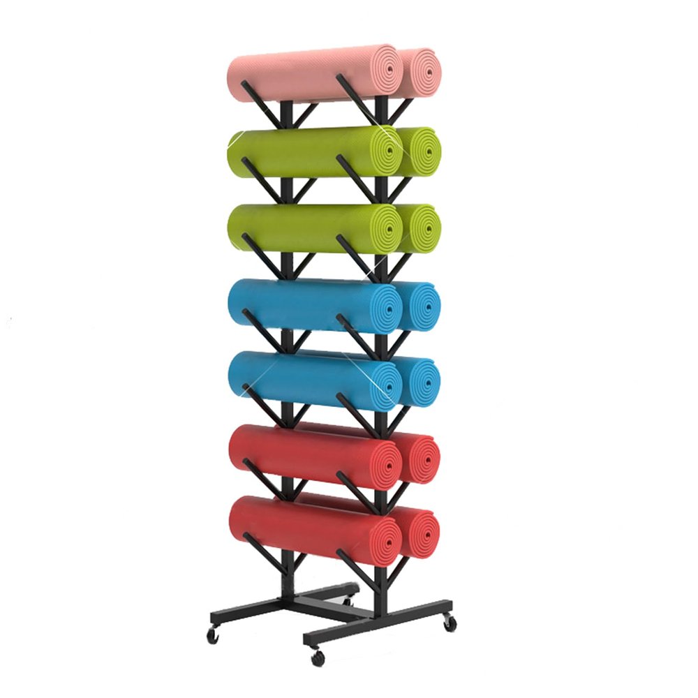 FEITJMMW Yoga Mat Storage Rack with Wheels Home Yoga Studio Multi-Layer Storage Rack Put Foam Roller Exercise Fitness Equipment Removable Shelves
