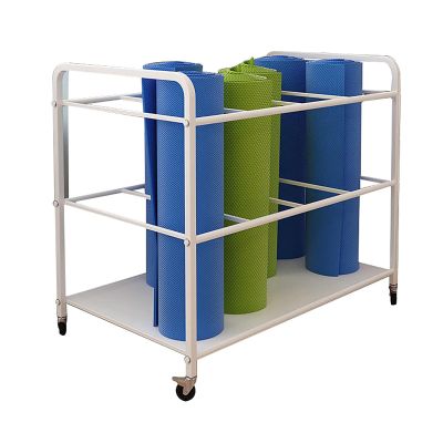 FEITJMMW Yoga Mat Storage Rack with Wheels,Movable Metal Yoga Mat Holder,Home Gym Organizer Rolling Cart,Large Capacity Yoga mat Storage Shelf for Yoga Mat Foam Roller Gym Equipment,31x20x28inch