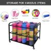 FEITJMMW Yoga Mat Storage Rack with Wheels,Movable Metal Yoga Mat Holder,Home Gym Organizer Rolling Cart,Large Capacity Yoga mat Storage Shelf for Yoga Mat Foam Roller Gym Equipment,31x20x28inch view 2