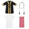ABEWIP Newborn Baby Boy Muslim Abaya Sets Outfits Black Gold Kaftan White T Shirt Red Turban Arabic Dubai Outfits Black 12-24m view 2