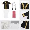ABEWIP Newborn Baby Boy Muslim Abaya Sets Outfits Black Gold Kaftan White T Shirt Red Turban Arabic Dubai Outfits Black 12-24m view 3