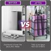 FEITJMMW Yoga Mat Storage Rack with Wheels,Movable Metal Yoga Mat Holder,Home Gym Organizer Rolling Cart,Large Capacity Yoga mat Storage Shelf for Yoga Mat Foam Roller Gym Equipment,31x20x28inch view 2