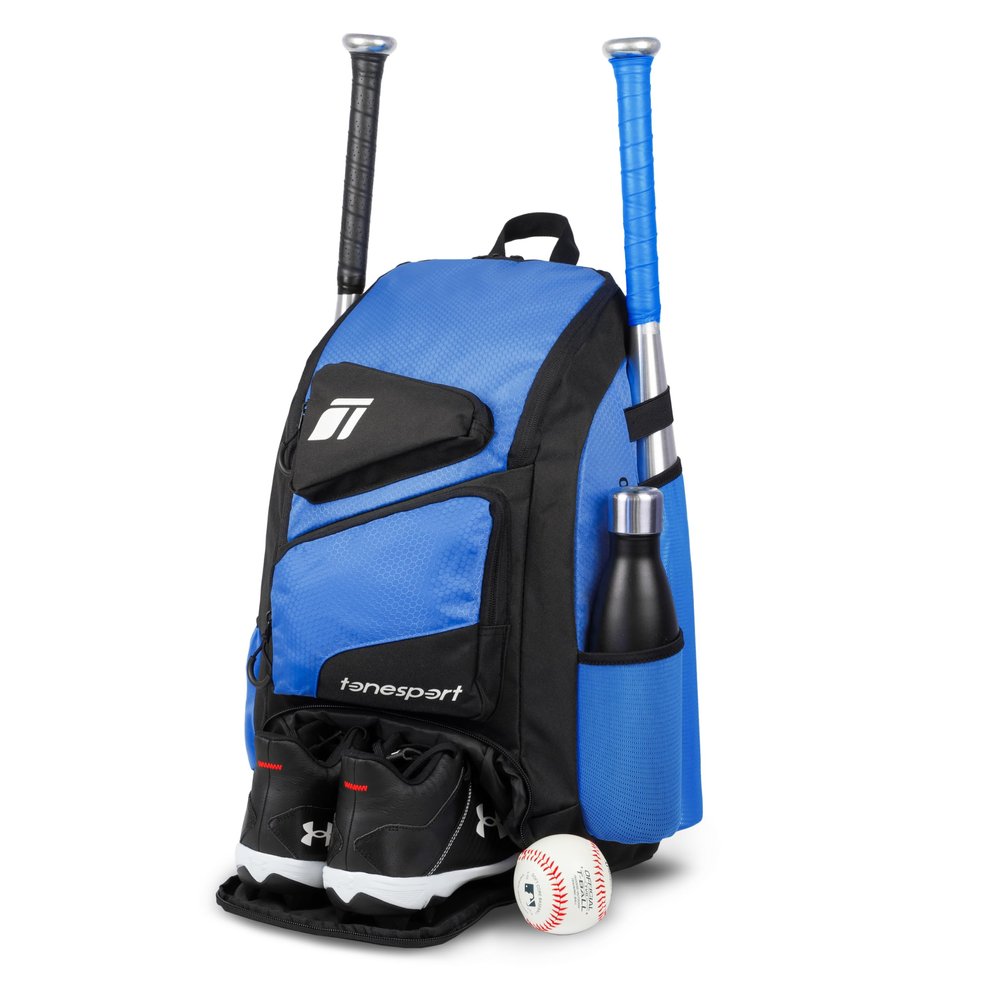 Tonesport Baseball Bag - Backpack for Baseball, Softball, Tball - Adults & Youth Bat Bag - Royal Blue