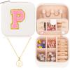 URSKYTOUS Travel Jewelry Case For Women Girls Jewelry Box Mini Jewelry Organizer Holder for Women Portable Personalized Teens Girls Birthday Gifts for Friends Sister Mom Bridesmaid HerWhite P view 1