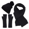 Womens Winter Knit Warm Hat Beanie Long Scarf Touchscreen Gloves Set Caps Neck Scarves Gift Set for Women (Black, One Size) view 1