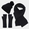Womens Winter Knit Warm Hat Beanie Long Scarf Touchscreen Gloves Set Caps Neck Scarves Gift Set for Women (Black, One Size) view 4