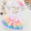 Acwssit Half Way To 1 Half Birthday Outfit Half Year Birthday For Baby Girl Clothing Set White Bodysuit Rainbow Skirt 6 Months view 2
