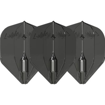 LSTYLE Dart Flights - L3 EZ Fantom Shape - Clear Black | Set of 3 | for Soft & Steel Tip Darts